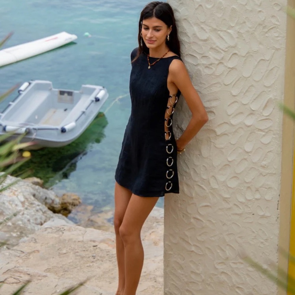 NWT VRG GIRL DISCOTECA MINI DRESS BLACK